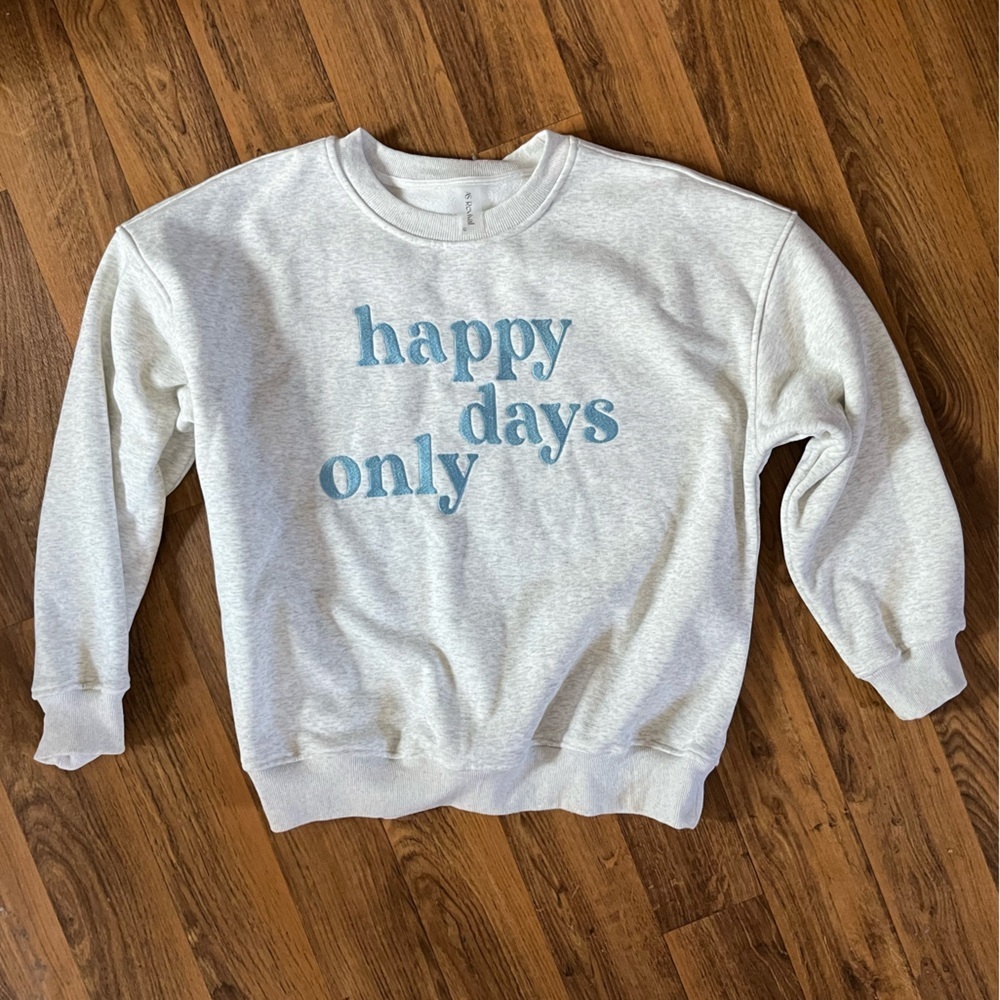 Altar'd State Happy Days Only Blue Embroidered Sweatshirt - Picture 2 of 7